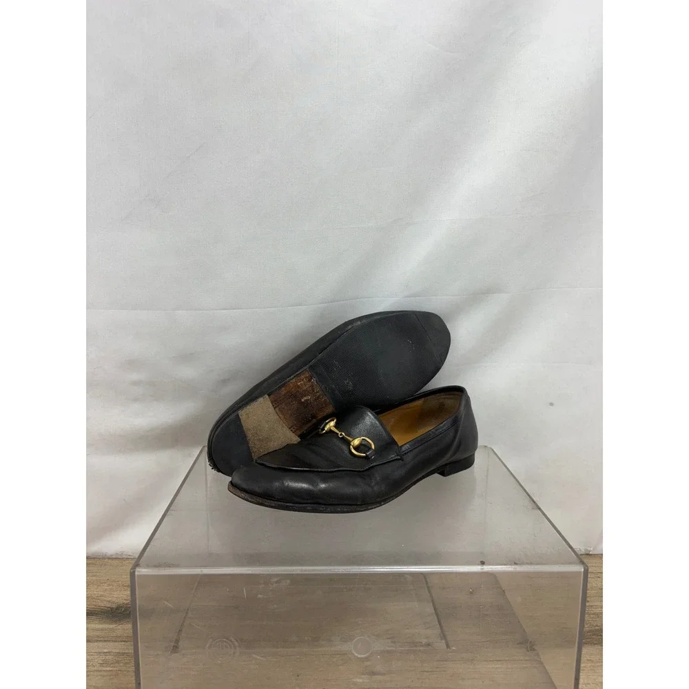 Gucci Mens Black Leather Horsebit Loafers Size 37 Made in Italy Dress Shoes